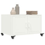 vidaXL Table basse blanc 68x50x43 5 cm acier laminé à froid