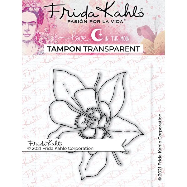 Tampon transparent - Fleur exotique 3 - 9 5 x 6 5 cm