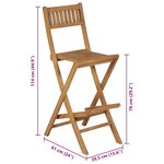 vidaXL Tabourets pliables de bar d'extérieur lot de 2 bois teck solide