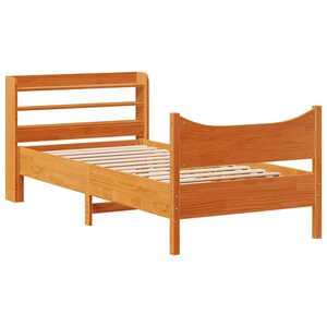 vidaXL Cadre de lit avec tête de lit cire marron 75x190 cm bois de pin