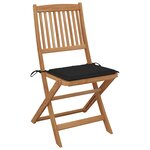 vidaXL Chaises pliables de jardin 4 Pièces avec coussins Bois d'acacia