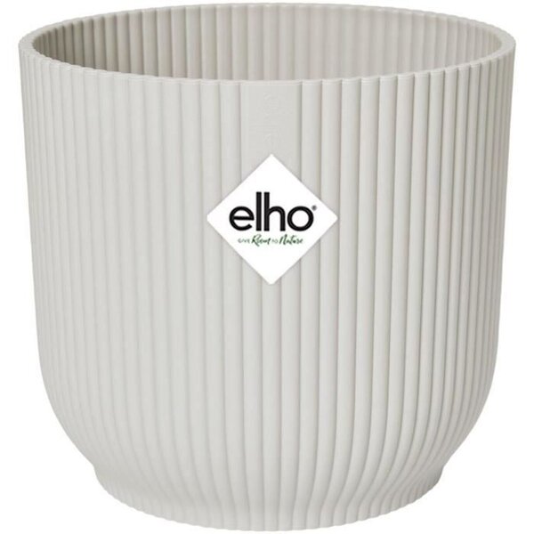 Pot de fleurs Rond VIBES - Plastique - Ø 25 x 23 cm - Blanc/Blanc soie