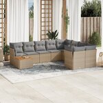 vidaXL Salon de jardin et coussins 10 Pièces mélange beige résine tressée