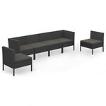 vidaXL Salon de jardin 6 Pièces avec coussins résine tressée noir