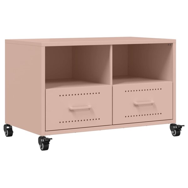 vidaXL Meuble TV rose 68x39x43 5 cm acier laminé à froid
