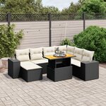 vidaXL Salon de jardin 8 Pièces avec coussins noir résine tressée