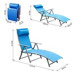 Outsunny transat chaise longue bain de soleil pliable dossier inclinable multi-positions têtière fournie 137L x 64l x 101H cm métal époxy textilène bleu