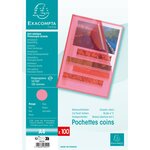 Sachet 100 Pochettes Polypropylène Grainé 12/100e - A4 - Rouge - X 10 - Exacompta