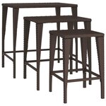 vidaXL Tables gigognes de jardin 3 Pièces marron résine tressée