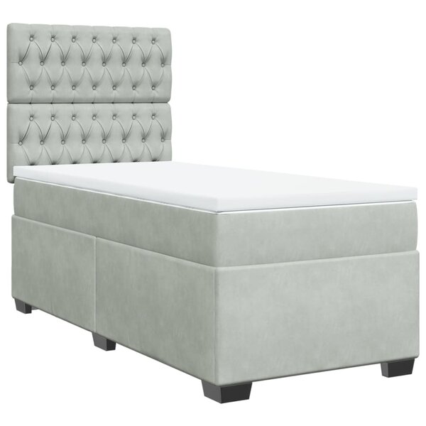 vidaXL Sommier à lattes de lit et matelas Gris clair 100x200cm Velours