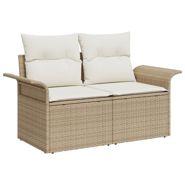 Ensemble de Sofa de Jardin 8 Pièces avec Coussins Beige en Rattan Poly Acacia