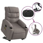 vidaXL Fauteuil inclinable de massage électrique Taupe Tissu