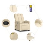 vidaXL Fauteuil inclinable de massage Crème Tissu