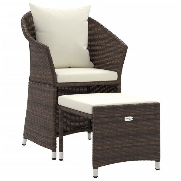 Salon de jardin meuble d'extérieur ensemble de mobilier 2 pièces avec coussins marron résine tressée 02_0015896