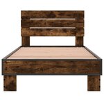 vidaXL Cadre de lit chêne fumé 75x190 cm bois d'ingénierie et métal