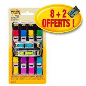 Paquet de 8 x 35 marque-pages petit format + un paquet offert de 2 x 24 flèches adhésives petit format Couleurs Assorties avec distributeurs 683-VAD1 (paquet 10 unités)