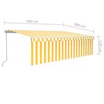 vidaXL Auvent rétractable manuel avec store LED 5x3 m Jaune et blanc