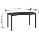 vidaXL Table de jardin Noir 150x90x74 cm Aluminium et verre