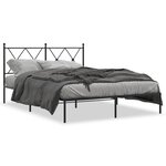 vidaXL Cadre de lit métal avec tête de lit noir 135x190 cm
