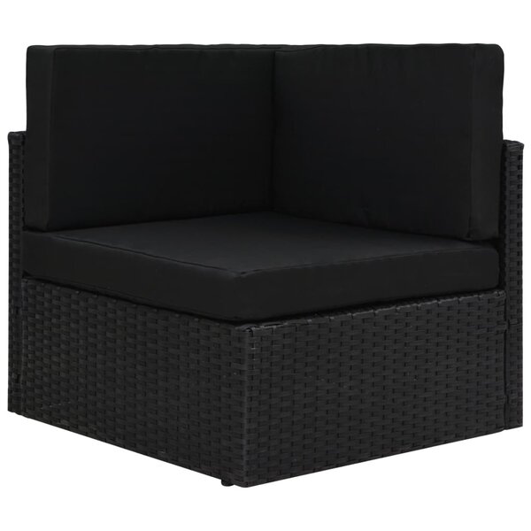 vidaXL Canapé d'angle sectionnel Résine tressée Noir