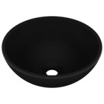 vidaXL Lavabo rond de salle de bain Noir mat 32 5x14 cm Céramique