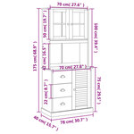 vidaXL Buffet haut VIGO blanc 78x40x175 cm bois massif de pin