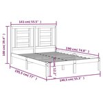 vidaXL Cadre de lit Noir Bois de pin massif 135x190 cm Double