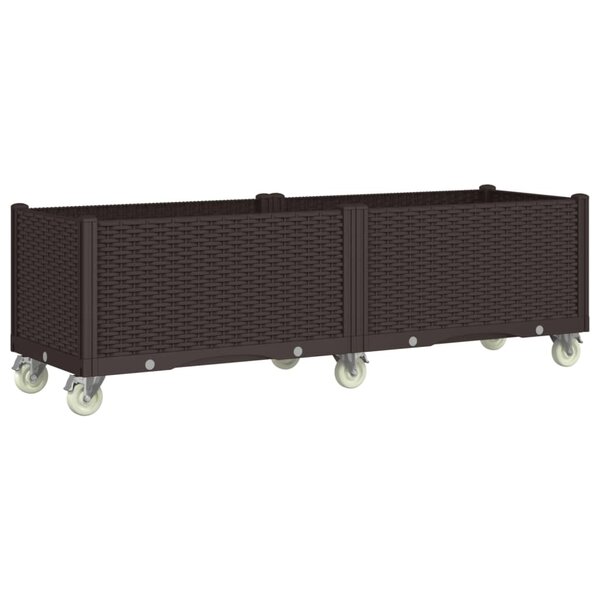 vidaXL Jardinière à roulettes marron 160x50x54 cm PP