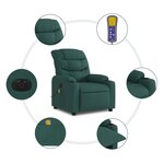 vidaXL Fauteuil de massage inclinable électrique Vert foncé Tissu