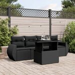 vidaXL Salon de jardin 5 Pièces avec coussins noir résine tressée