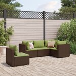 vidaXL Salon de jardin 5 Pièces avec coussins Marron Résine tressée