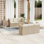 vidaXL Salon de jardin avec coussins 7 Pièces beige résine tressée