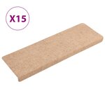 vidaXL Tapis d'escalier 15 Pièces Tissu aiguilleté 65x21x4 cm Marron