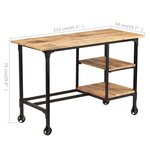 vidaXL Bureau avec tabouret pliant Bois de manguier massif 115x50x76cm