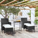 vidaXL Ensemble de bistro de jardin 5 Pièces poly rotin et verre trempé