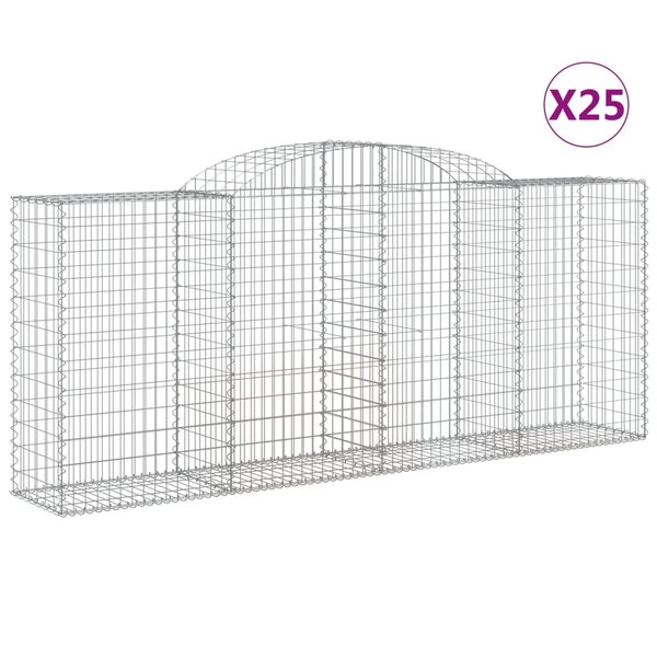 vidaXL Paniers à gabions arqués 25 Pièces 300x50x120/140 cm fer galvanisé