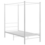 vidaXL Cadre de lit à baldaquin Blanc Métal 90x200 cm