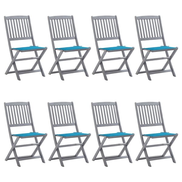 vidaXL Chaises pliables d'extérieur 8 Pièces avec coussins Bois d'acacia