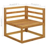 vidaXL Salon de jardin 9 Pièces avec coussin Crème Bois d'acacia solide