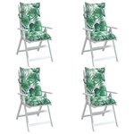 vidaXL Coussins de chaise à dossier haut lot de 4 modèle de feuille