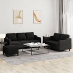 vidaXL Ensemble de canapés 3 Pièces avec coussins Noir Tissu