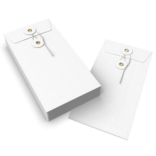 Lot de 20 enveloppes à rondelle et ficelle blanche 220x110