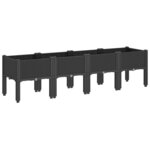 vidaXL Jardinière avec pieds noir 160x40x42 cm PP