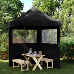 vidaXL Tente de réception pliable escamotable 2 parois latérales noir