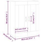 vidaXL Armoire murale blanc brillant 69 5x34x90 cm
