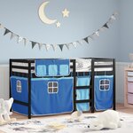 vidaXL Lit mezzanine enfants et rideaux bleu 80x200cm bois pin massif