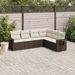 vidaXL Salon de jardin avec coussins 6 Pièces marron résine tressée