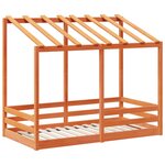vidaXL Lit pour enfants et toit cire marron 80x160 cm bois massif pin