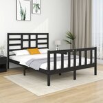 vidaXL Cadre de lit Noir Bois massif 140x190 cm