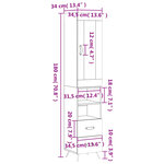 vidaXL Buffet haut Blanc 34 5x34x180 cm Bois d'ingénierie
